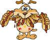 Royalty-Free (RF) Clipart Illustration of a Sparkey Dog Shoving Weenies In His Mouth At A Hot Dog Eating Contest