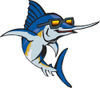 Royalty-Free (RF) Clipart Illustration of a Blue Marlin Fish Wearing Shades