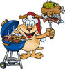 Grilling Sparkey Dog Wearing A Santa Hat And Holding Food On A BBQ Fork