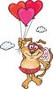 Sparkey Dog Cupid Floating Away With Heart Balloons