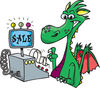 Green Dragon Clerk Using A Cash Register