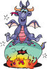 Purple Dragon Sitting On Top Of A Cracking Fiery Egg