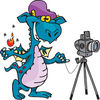 Teal Photographer Dragon By A Camera