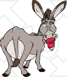 Royalty-Free Vector Clip Art Illustration of a Kiss Ass Donkey With Puckered Lips