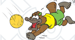 Clipart Platypus Diving For A Volleyball - Royalty Free Vector Illustration