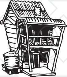 Clipart Black And White Aussie Pub Building - Royalty Free Vector Illustration
