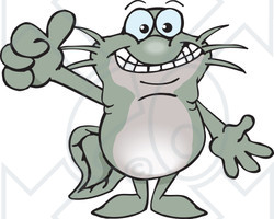 Clipart of a Happy Catfish Giving a Thumb up - Royalty Free Vector Illustration