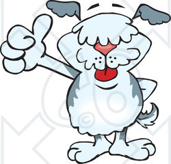 Clipart of a Happy Old English Sheepdog Giving a Thumb up - Royalty Free Vector Illustration