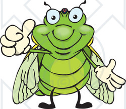 Clipart of a Happy Cicada Giving a Thumb up - Royalty Free Vector Illustration