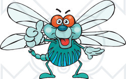 Clipart of a Happy Dragonfly Giving a Thumb up - Royalty Free Vector Illustration