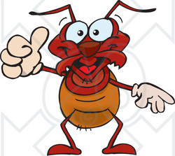 Clipart of a Happy Ant Giving a Thumb up - Royalty Free Vector Illustration