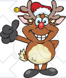 Clipart of a Happy Rudolph Christmas Reindeer Giving a Thumb up - Royalty Free Vector Illustration