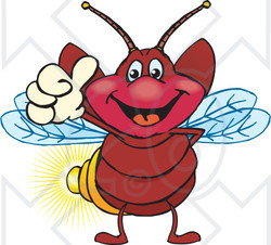 Clipart of a Happy Firefly Giving a Thumb up - Royalty Free Vector Illustration