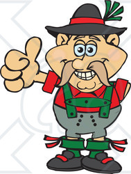 Clipart of a Happy German Oktoberfest Man Giving a Thumb up - Royalty Free Vector Illustration
