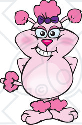Clipart of a Happy Pink Poodle Dog Standing - Royalty Free Vector Illustration