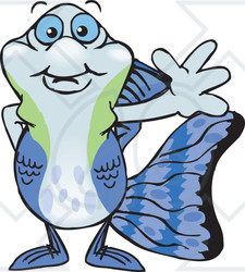 Clipart of a Happy Guppy Fish Waving - Royalty Free Vector Illustration