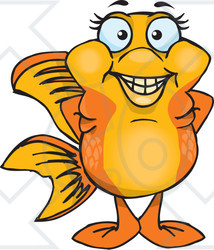 Clipart of a Happy Fancy Goldfish - Royalty Free Vector Illustration