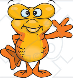 Clipart of a Happy Goldfish Waving - Royalty Free Vector Illustration
