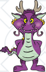 Clipart of a Purple Dragon Standing - Royalty Free Vector Illustration