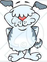 Clipart of a Happy Old English Sheepdog Standing - Royalty Free Vector Illustration