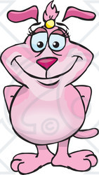 Clipart of a Happy Pink Dog Standing - Royalty Free Vector Illustration
