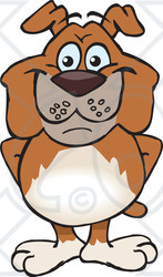 Clipart of a Happy Brown Bulldog Standing - Royalty Free Vector Illustration