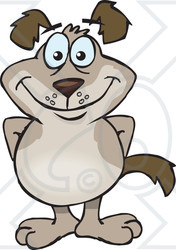 Clipart of a Happy Brown Dog Standing - Royalty Free Vector Illustration