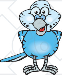 Clipart of a Happy Blue Budgie Parakeet Bird - Royalty Free Vector Illustration