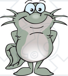 Clipart of a Happy Catfish Standing - Royalty Free Vector Illustration