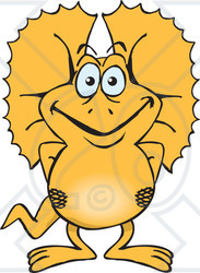 Clipart of a Happy Frill Lizard - Royalty Free Vector Illustration