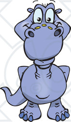 Clipart of a Happy Purple Apatosaurus Dinosaur - Royalty Free Vector Illustration
