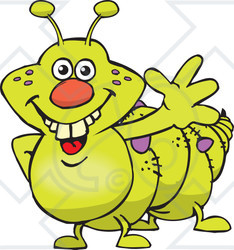 Clipart of a Happy Caterpillar Waving - Royalty Free Vector Illustration