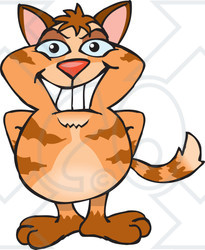 Clipart of a Happy Tabby Cat Standing - Royalty Free Vector Illustration