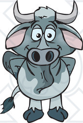 Clipart of a Happy Brahman Bull Standing - Royalty Free Vector Illustration