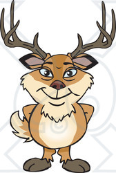 Clipart of a Happy Deer Buck Standing - Royalty Free Vector Illustration