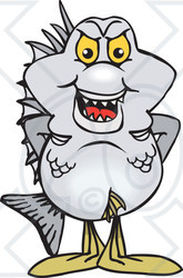 Clipart of a Bream Fish Standing - Royalty Free Vector Illustration