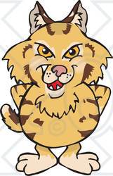 Clipart of a Grinning Bobcat Standing - Royalty Free Vector Illustration