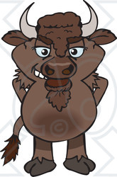Clipart of a Bison Standing - Royalty Free Vector Illustration