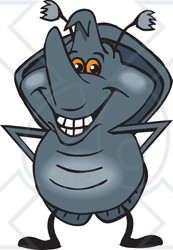 Clipart of a Happy Rhino Beetle Standing - Royalty Free Vector Illustration
