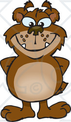 Clipart of a Bear Grinning and Standing with His Hands Behind His Back - Royalty Free Vector Illustration