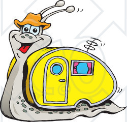 Royalty-Free (RF) Clipart Illustration of a Happy Snail With A Motor Home Shell