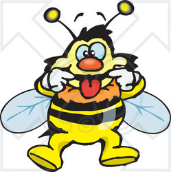 Clipart Illustration of a Bumble Bee Character Pulling Back His Lips While Making A Funny Face