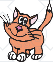 Clipart Illustration of an Innocent Orange Cat With White Paws