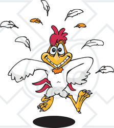 Clipart Illustration of a Happy White Rooster Running Forward, Feathers ...
