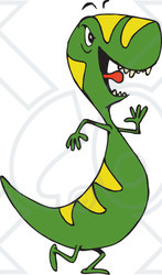 Clipart Illustration of a Fussy Green And Yellow Tyrannosaurus Rex