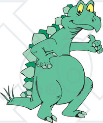 Clipart Illustration of a Green Stegosaur Giving The Thumbs Up