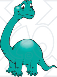 Clipart Illustration of a Cute Green Brontosaurus Or Apatosaurus With A Long Neck