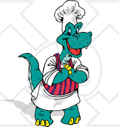 Clipart Illustration of a Tyrannosaurus Rex Chef In An Apron And Hat