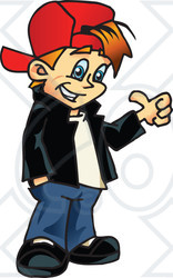 Clipart Illustration of a Please Little Boy In A Red Hat, Giving The Thumbs Up