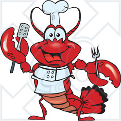 Clipart Illustration of a Friendly Chef Lobster Holding a Spatula and Fork